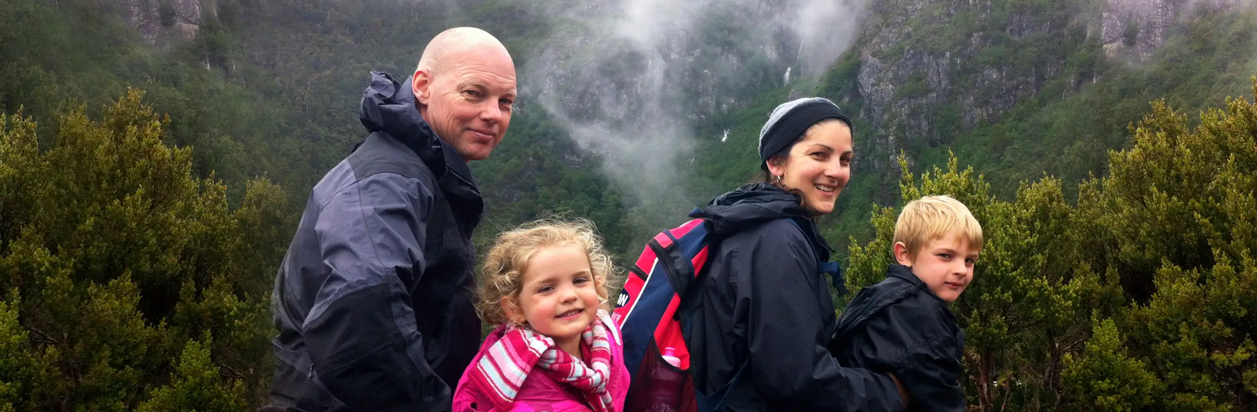 Jacqui and her family holidaying in the mountains